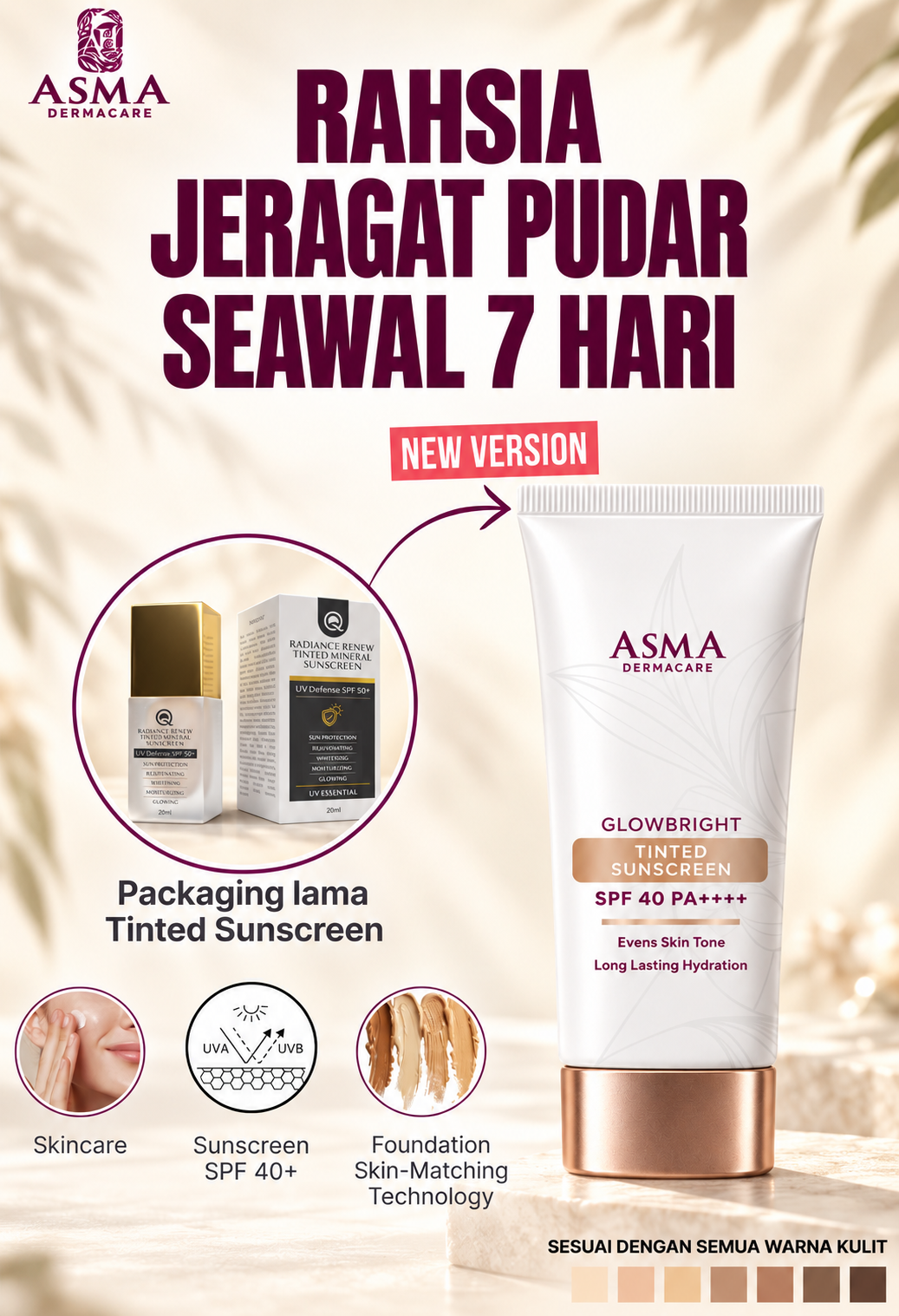 Asma Dermacare tinted sunscreen glow